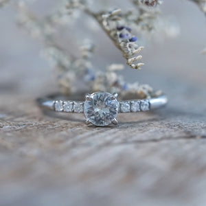White Sapphire Ring in White Gold - Gardens of the Sun | Ethical Jewelry