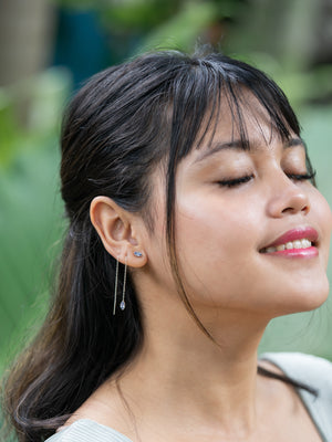 Tanzanite Threader Earrings - Gardens of the Sun | Ethical Jewelry