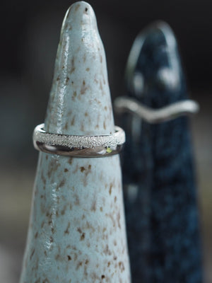 Wabi Sabi Organic Wedding Band in Silver - Gardens of the Sun | Ethical Jewelry