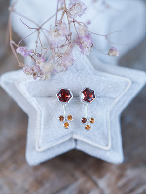 3 Coin Garnet Earrings - Gardens of the Sun | Ethical Jewelry