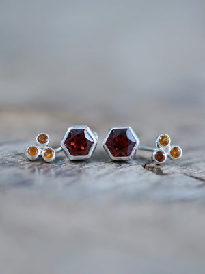 3 Coin Garnet Earrings - Gardens of the Sun | Ethical Jewelry