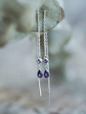 Amethyst Threader Earrings - Gardens of the Sun | Ethical Jewelry