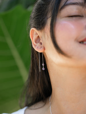 Amethyst Threader Earrings - Gardens of the Sun | Ethical Jewelry