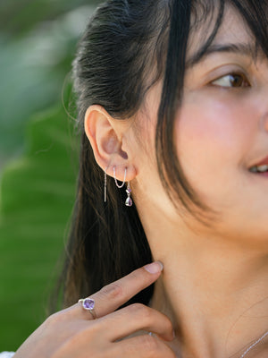 Amethyst Threader Earrings - Gardens of the Sun | Ethical Jewelry