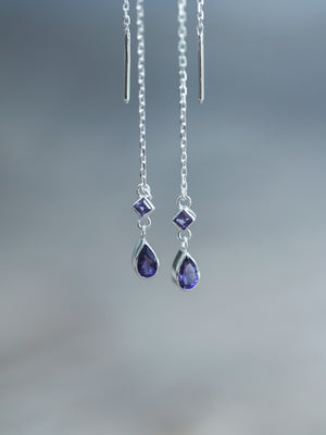 Amethyst Threader Earrings - Gardens of the Sun | Ethical Jewelry