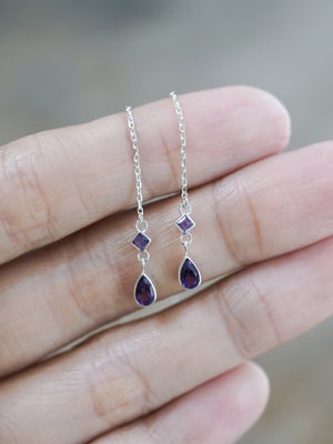 Amethyst Threader Earrings - Gardens of the Sun | Ethical Jewelry