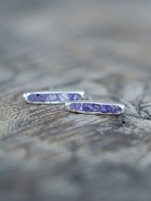 Amethyst Earrings with Hidden Gems in recycled sterling silver