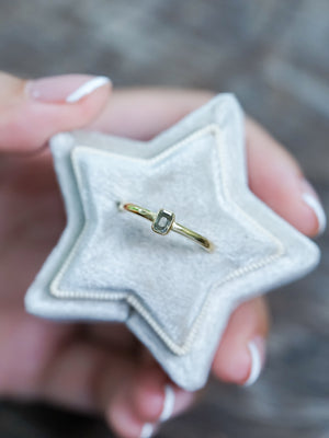 Baguette Green Diamond Ring in Ethical Gold - Gardens of the Sun | Ethical Jewelry