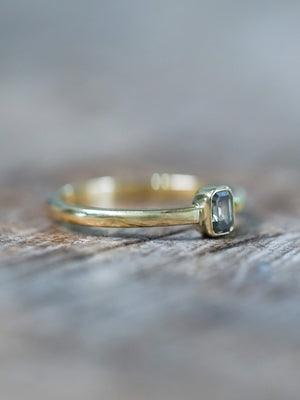 Baguette Green Diamond Ring in Ethical Gold - Gardens of the Sun | Ethical Jewelry