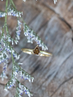 Brown Triangle Diamond Ring in Ethical Gold - Gardens of the Sun | Ethical Jewelry
