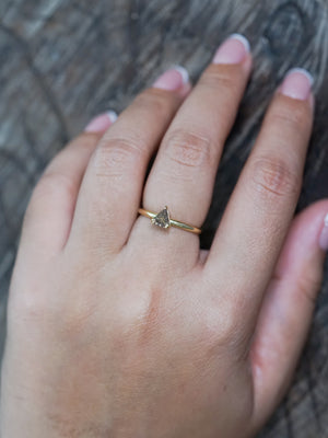Brown Triangle Diamond Ring in Ethical Gold - Gardens of the Sun | Ethical Jewelry