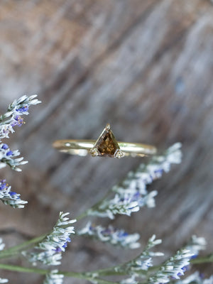 Brown Triangle Diamond Ring in Ethical Gold - Gardens of the Sun | Ethical Jewelry