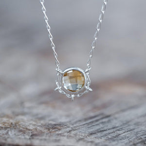 Checkerboard Citrine Necklace in Silver