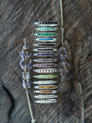 Colorful Freshwater Pearl Ring with Hidden Gems in recycled sterling silver