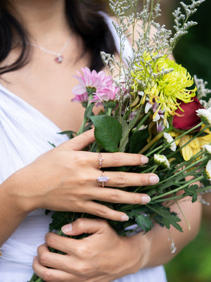 Blush Sapphire and Garnet Ring in Rose Gold - Size 7 - Gardens of the Sun | Ethical Jewelry