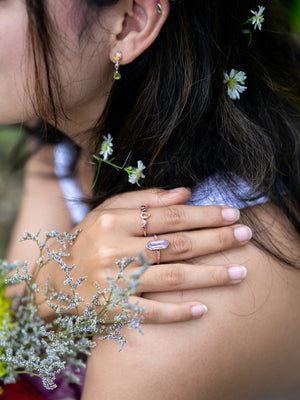 Blush Sapphire and Garnet Ring in Rose Gold - Size 7 - Gardens of the Sun | Ethical Jewelry