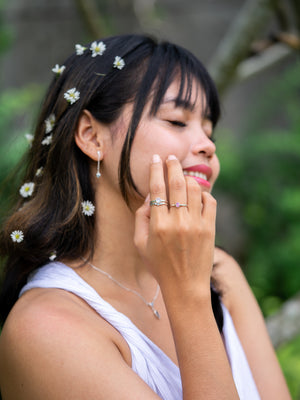 Moonstone and Aquamarine Ring Set - Gardens of the Sun | Ethical Jewelry