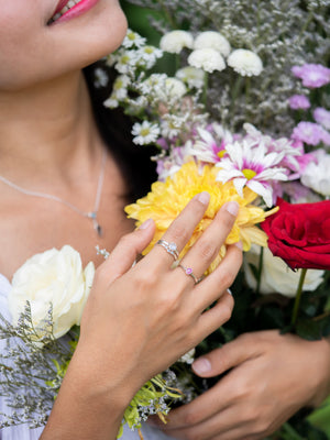 Moonstone and Aquamarine Ring Set - Gardens of the Sun | Ethical Jewelry