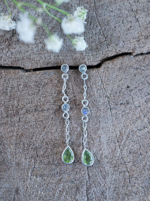 Peridot and Labradorite Dangling Earrings - Gardens of the Sun | Ethical Jewelry
