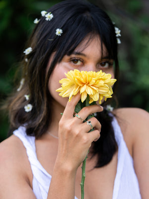 Hexagon Tourmaline and Labradorite Ring Set - Gardens of the Sun | Ethical Jewelry
