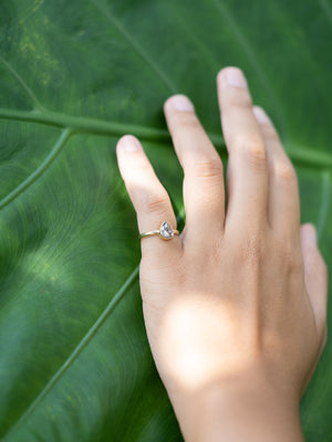 Rose Cut Salt and Pepper Pear Diamond Ring in Ethical Gold - Gardens of the Sun | Ethical Jewelry