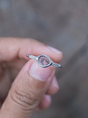 Salt and Pepper Diamond Slice Ring in White Gold - Gardens of the Sun | Ethical Jewelry