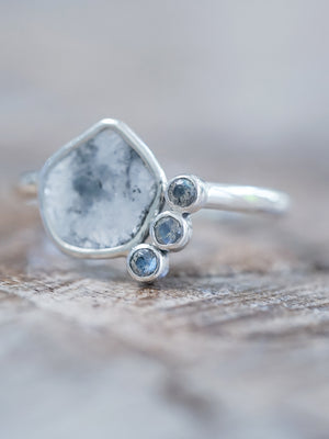 Diamond Slice, Moonstone and Labradorite Ring - Gardens of the Sun | Ethical Jewelry
