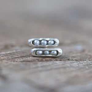 Freshwater Pearl Earrings with Hidden Gems in recycled sterling silver