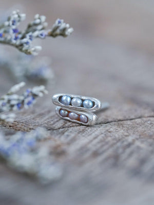 Freshwater Pearl Earrings with Hidden Gems in sterling silver