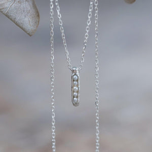 Freshwater Pearl Necklace with Hidden Gems in recycled sterling silver