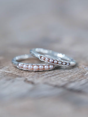 Freshwater Pearl Ring with Hidden Gems in recycled sterling silver