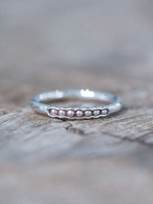 Freshwater Pearl Ring with Hidden Gems in recycled sterling silver for engagement ring