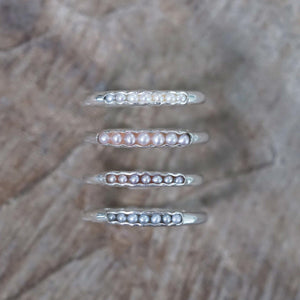 Freshwater Pearl Ring with Hidden Gems in sterling silver