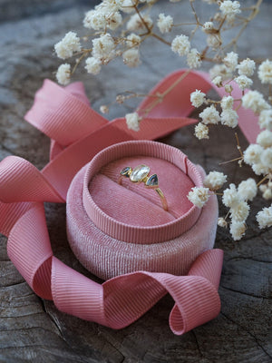 Velvet Ring Box with Ribbon - Gardens of the Sun Jewelry