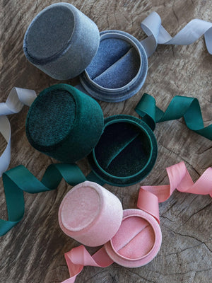Velvet Ring Box with Ribbon - Gardens of the Sun Jewelry