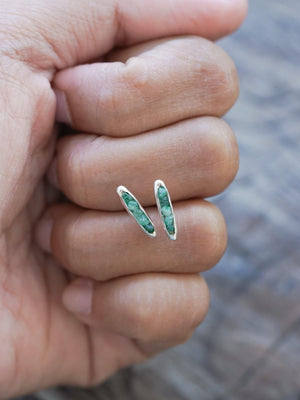 Rough Emerald Earrings with Hidden Gems - Gardens of the Sun | Ethical Jewelry