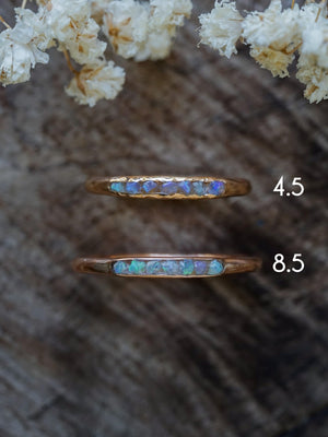 Rough Opal Ring with Hidden Gems in Rose Gold - Size 8.5 - Gardens of the Sun | Ethical Jewelry