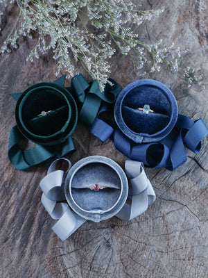 Velvet Ring Box with Ribbon - Gardens of the Sun Jewelry