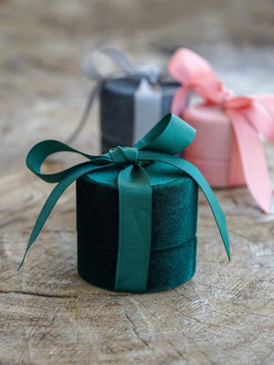 Velvet Ring Box with Ribbon - Gardens of the Sun Jewelry