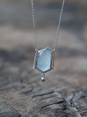 Aqua Chalcedony and White Zircon Necklace - Gardens of the Sun