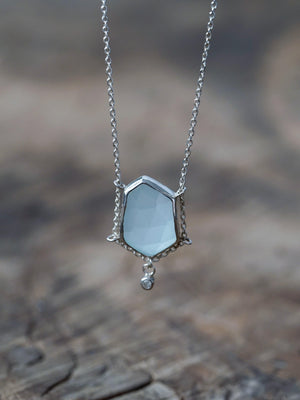 Aqua Chalcedony and White Zircon Necklace - Gardens of the Sun