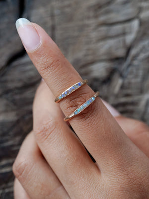 Rough Opal Ring with Hidden Gems in Rose Gold - Size 8.5