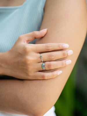 Sapphire and Emerald Flower Ring Set - Gardens of the Sun | Ethical Jewelry