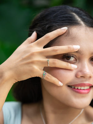 Sapphire and Emerald Flower Ring Set - Gardens of the Sun | Ethical Jewelry