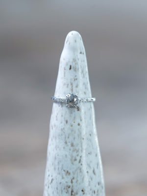 Cushion Cut Salt and Pepper Diamond Ring in White Gold - Gardens of the Sun | Ethical Jewelry
