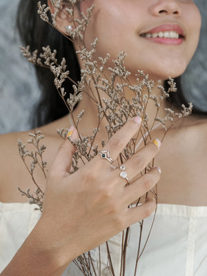 Nebula Sapphire and Garnet Ring Set - Gardens of the Sun | Ethical Jewelry