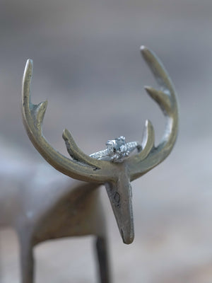 Cushion Cut Salt and Pepper Diamond Ring in White Gold - Gardens of the Sun | Ethical Jewelry