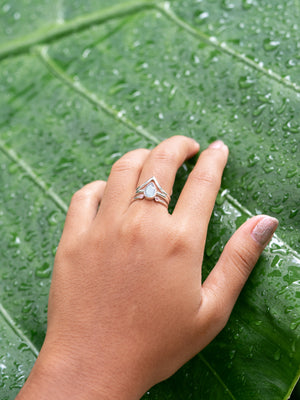Garnet and Labradorite Triple Ring Set - Gardens of the Sun | Ethical Jewelry
