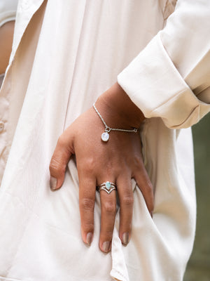 Garnet and Labradorite Triple Ring Set - Gardens of the Sun | Ethical Jewelry
