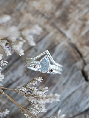 Garnet and Labradorite Triple Ring Set - Gardens of the Sun | Ethical Jewelry